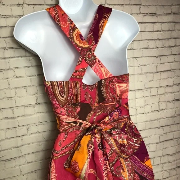 Aiden Mattox Halter Chiffon Party Dress Pink Orange Size 2 - Picture 4 of 13